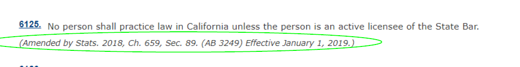 Circled text: (Amended by Stats. 2018, Ch. 659, Sec. 89. (AT 3249) Effective January 1, 2019.)