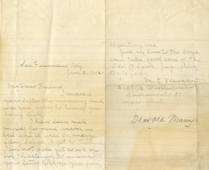 San Francisco, Calif. Jan. 2, 1902. My Dear Friend:  I received your letter this morning and was very sorry to hear of you being sick. I have been sick myself for nine weeks in bed and it will be many a day before I get to Oakland. I am not able yet to sit up but I hastened to answer your letter to keep you from expecting me. Give my love to the boys and take good care of the Old Black Jug (glory be to God.) M. E. Pleasant 2107 ½ Webster H near Sacramento St. Upper Flat  Marginalia, clearly written in a different hand, reads: Dear old Mammy