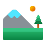 Icon of mountain and tree.